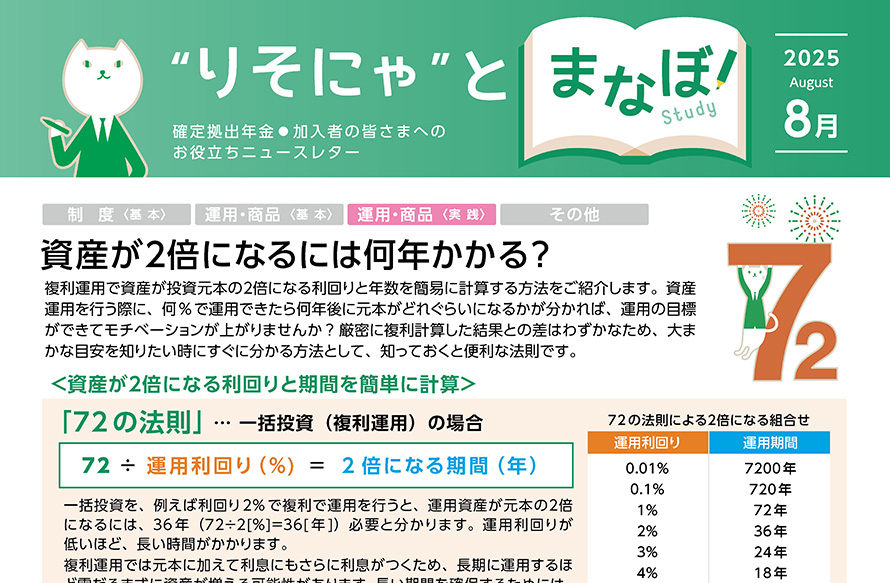 資産が２倍になるには何年かかる？
